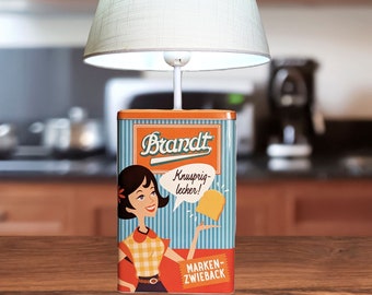 Upcycled "Zwieback" lamp, vintage lamp made from a tin can, gift idea, designer lamp, handmade, unusual kitchen lamp, decoration