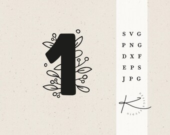 1 ONE NUMBER PLOTTER FILE / svg png dxf jpg eps Set Plotter File Clipart Numbers Birthday
