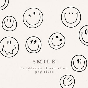 SMILE BUNDLE / vector and png bundle hand drawn sketches modern blogger insta sticker