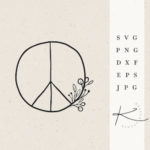 PEACE Flower CUT FILE / svg png dxf jpg eps file bundle for plotter
