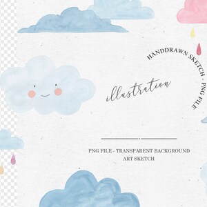 BUNDEL WOLKEN CLIPART / hand getrokken aquarel regenboogwolk png illustratie clipart voor kaartontwerp en sociale media