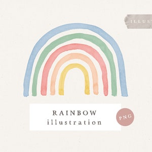 WATERCOLOR RAINBOW CLIPART / dibujado a mano acuarela arco iris png Ilustración Clipart para diseño de tarjetas y redes sociales