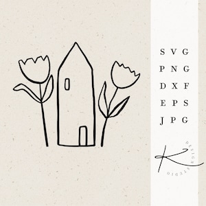 PLOTTERDATEI TULPEN HAUS / svg png dxf jpg eps file bundle for plotter datei Blumen