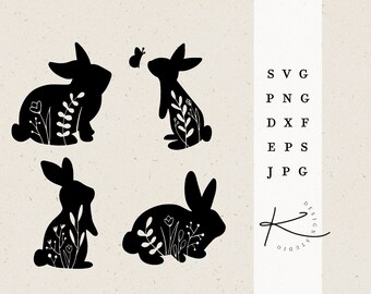 FILE PLOTTER CONIGLIETTO DI PASQUA / svg png dxf jpg eps pacchetto di file per file plotter Coniglietti pasquali