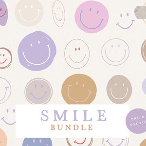 SMILE LILAC BUNDLE / paquete vectorial y png bocetos dibujados a mano blogger moderno insta stickers
