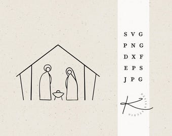 CHRISTMAS NATIVITY SCENES PLOTTER FILE / Christmas house xmas svg png dxf jpg eps file bundle