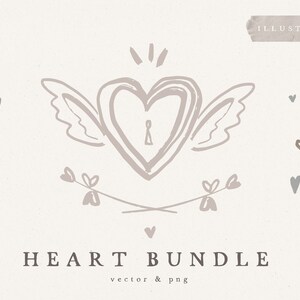 HEART LOVE CLIPART / corações casamento dia dos namorados png e ilustração vetorial desenhada à mão