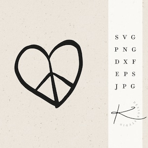 HEART PEACE PLOTTER / svg png dxf jpg pacote de arquivos eps para arquivo plotter
