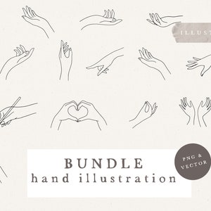 MAINS BUNDLE / vecteur et png bundle croquis dessinés à la main femme dessin au trait