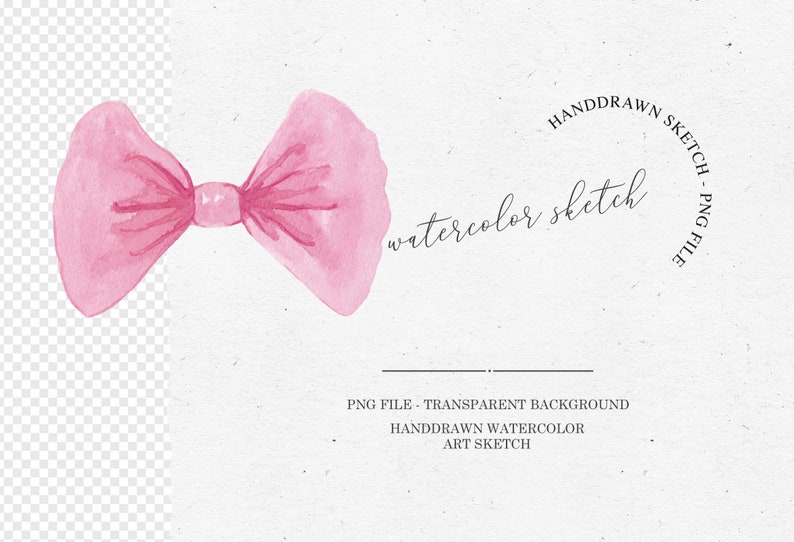 Download Watercolor Bow Clipart Handdrawn Pink Watercolor Bow Tie Png Etsy