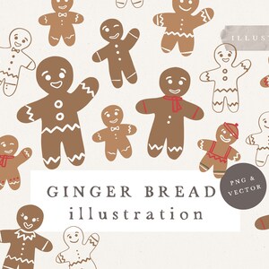 Könnte beinhalten: Eine Sammlung von 13 Lebkuchenmann-Illustrationen in verschiedenen Posen. Die Lebkuchenmänner sind braun, weiß und rot. Die Illustrationen sind im Cartoon-Stil gehalten und eignen sich perfekt für die Verwendung in Weihnachtsbastelarbeiten und Designs.