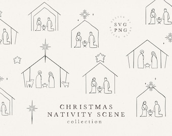 CHRISTMAS NATIVITY SCENES PLOTTER FILE / Christmas house xmas svg png dxf jpg eps file bundle