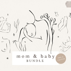 BELLY LOVE EMBARAZO / vector y png paquete bocetos dibujados a mano baby shower nacimiento del bebé mujer embarazada arte lineal