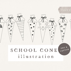 SCHULTÜTE BUNDLE / vector file clipart Einschulung Back to school Plotterdatei