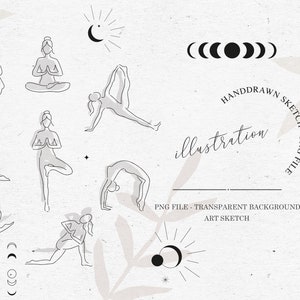 BUNDLE YOGA CLIPART / aquarelle dessinée à la main png Illustration Clipart pour la conception de cartes et les médias sociaux