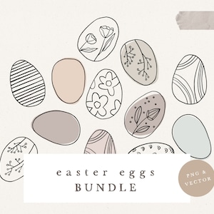 EASTER EGGS CLIPART / png and vector hand drawn illustration