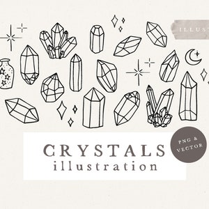 CRYSTAL BUNDLE / vector and png bundle hand drawn sketches line art