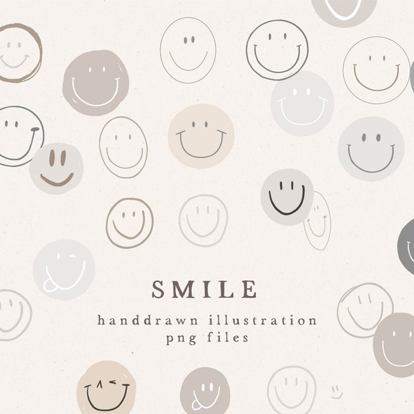 SMILE BUNDLE / vector and png bundle hand drawn sketches modern blogger insta sticker