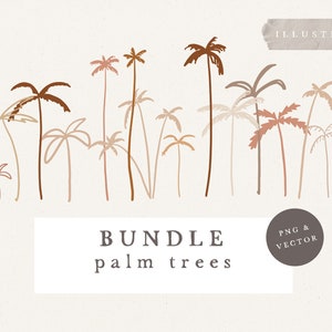 PALM TREE BUNDLE / vector y png paquete bocetos dibujados a mano diseño de logotipo