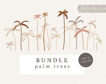 PALM TREE BUNDLE / vector and png bundle hand drawn sketches logo design