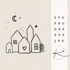 WINTER HÄUSER PLOTTERDATEI / Häuschen Weihnachten xmas svg png dxf jpg eps file bundle for plotter datei