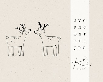 DEER PLOTTER FILE / Reindeer Autumn Winter Christmas xmas svg png dxf jpg eps file bundle for plotter file