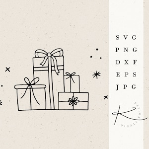 GIFTS PLOTTER FILE / Gift Box Winter Advent Merry Christmas xmas svg png dxf jpg eps file bundle for plotter file