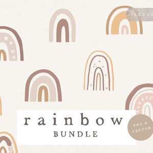 RAINBOW BUNDLE CLIPART / dessiné à la main vecteur arc-en-ciel png Illustration Clipart pour la conception de cartes et les médias sociaux
