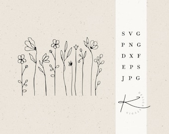 WILDFLOWER PLOTTER FILE / svg png dxf jpg eps file bundle for plotter file