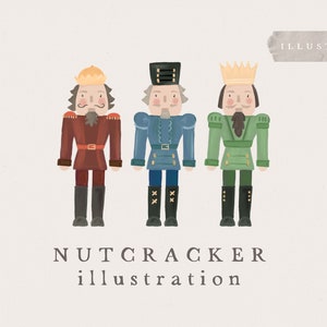 PACOTE DE NUTCRACKER / clipart de ilustração de árvore de Natal desenhada à mão para design de cartões e mídias sociais