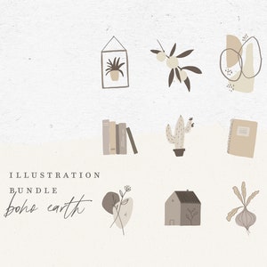 BOHO ILLUSTRATION / social media sketches for instagram story highlights, logo design, card design, backgrounds and more