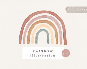WATERCOLOR RAINBOW CLIPART / hand drawn watercolor rainbow png Illustration Clipart for Card Design and Social Media