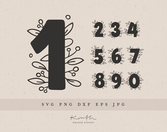 NUMBERS SET PLOTTER FILE / svg png dxf jpg eps Set Plotter File Clipart Numbers Birthday