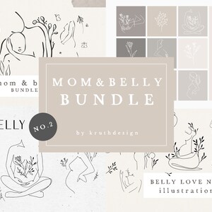 MOM BIG BUNDLE / vecteur et png bundle croquis dessinés à la main baby shower bébé naissance femme enceinte dessin au trait