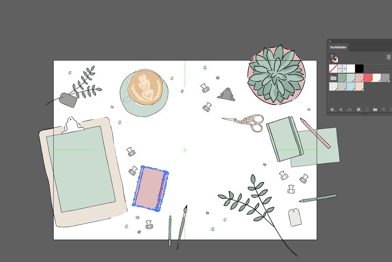 VECTOR ILLUSTRATION Download Digital Clipart and Graphic Design for Social Media Flatlay Sketch illustrator file