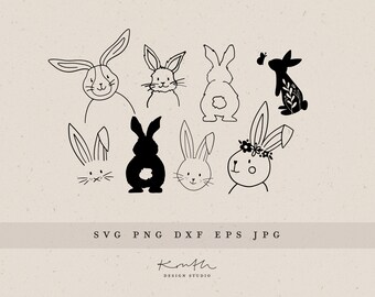 PLOTTER FILE BUNNY SET / svg png dxf jpg eps file bundle for plotter file flowers