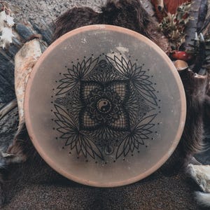 14&#39;&#39; Shamanic Mandala Drum: Ethically Sourced Water Buffalo Hide