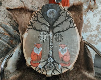 Oval Shamanic Water Buffalo medicine drum - shamanic drum