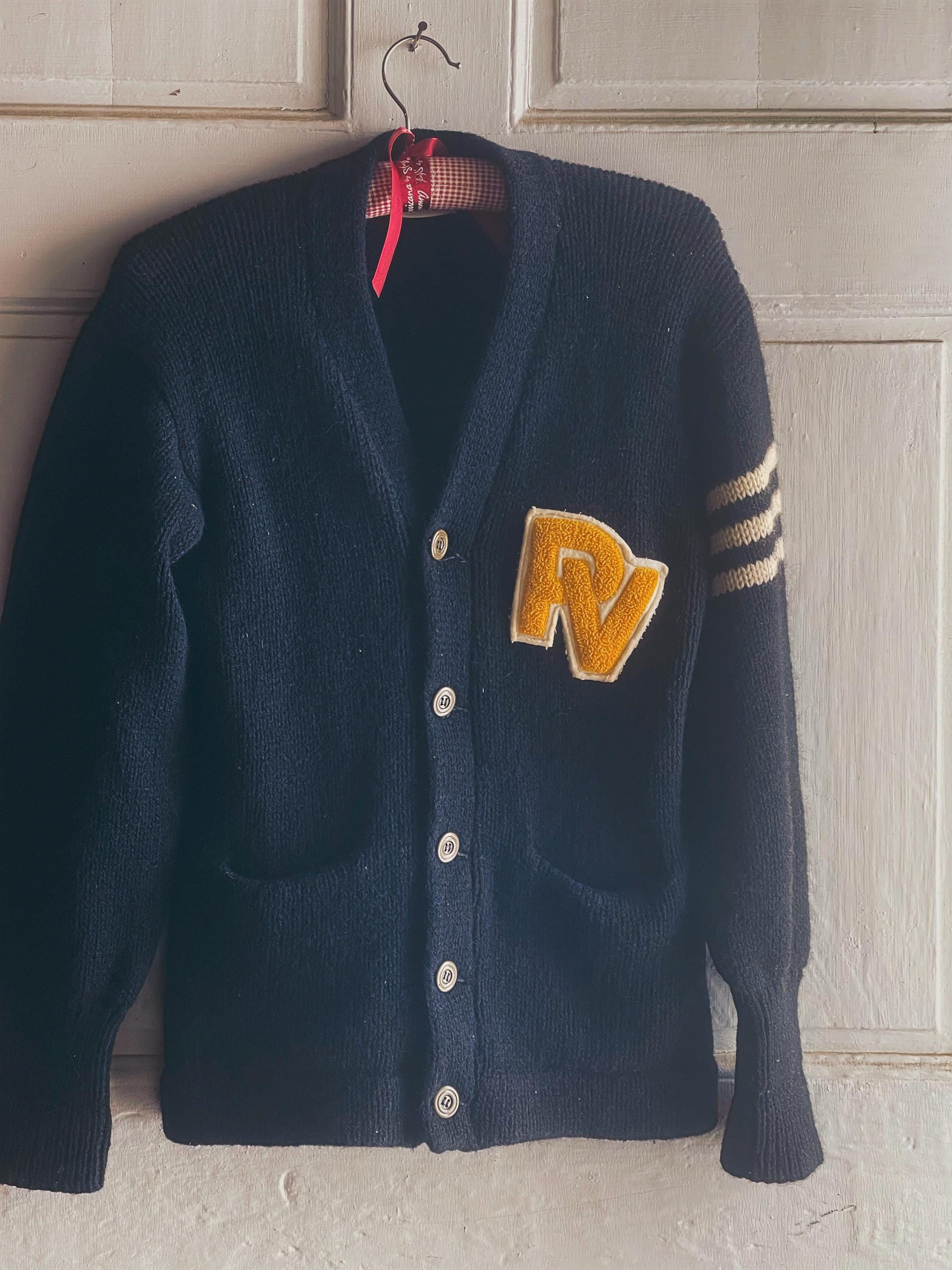 Varsity Cardigan Blue and Yellow - Etsy display picture 1