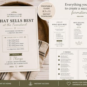 May include: A digital printable guide titled "What Sells Best at the Farmstand." The guide includes customer favorites, proven recipes, and bonus tips. The guide is 8.5 x 11 inches and includes a digital download.