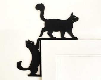 Adorno de puerta de gato negro: decoración acrílica para el hogar