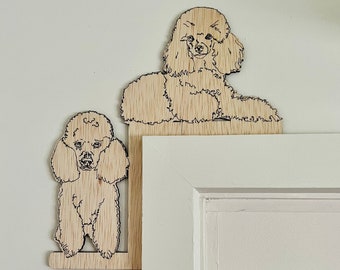 Adorno de ventana o puerta de caniche, arte de pared de perro, decoración del hogar