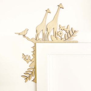 Giraffe, bird and butterflies jungle Wall Art, Window or Door Trim, Giraffe Home Decor