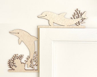 Arte de pared de delfines, adornos de ventanas o puertas, decoración del hogar de delfines