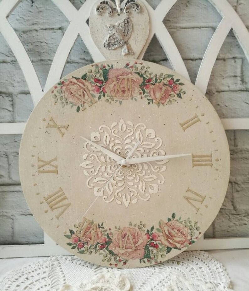 12 Vintage Style French Wall Clock With Shabby Pink Etsy