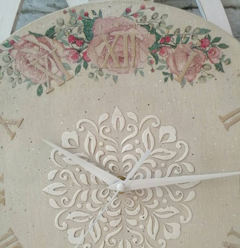 12 Vintage Style French Wall Clock With Shabby Pink Etsy