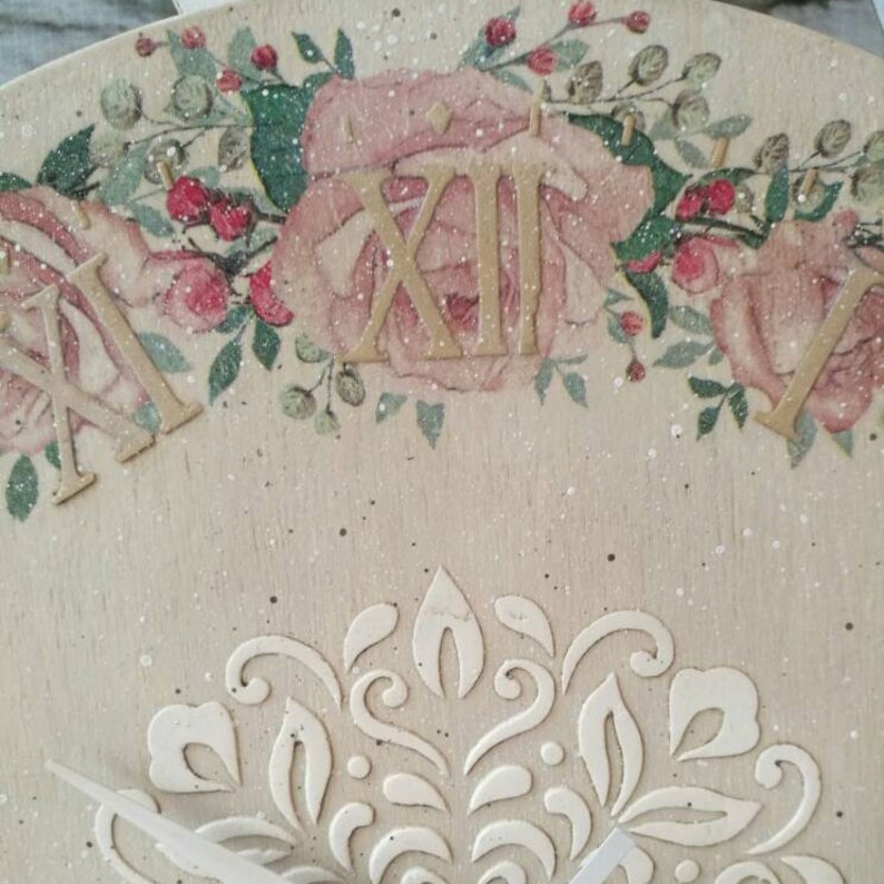 12 Vintage Style French Wall Clock With Shabby Pink Etsy