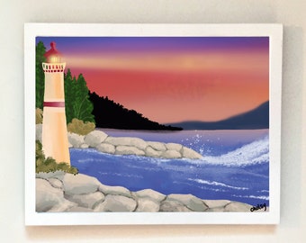 Lighthouse Original Digital Art. Nature Digital Painting. Home Decor. Wall Art.