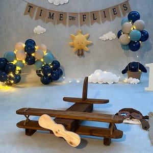 Newborn wooden plane photography aviation wood airplane propeller posing toy boy infant sitter baby toddler pilot photography photo props