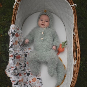 Newborn dinosaur costume dino dragon gozilla outfit knit crochet jumpsuit bonnet hat infant baby boy girl gift Halloween photography props image 8
